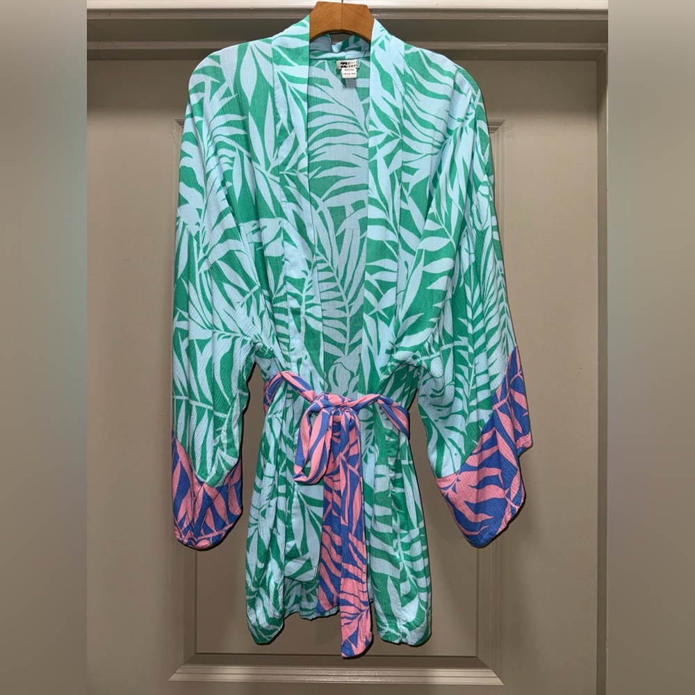 Billabong Loveland Tropical Green Kimono Cover-Up for Women size Small - Picture 4 of 13